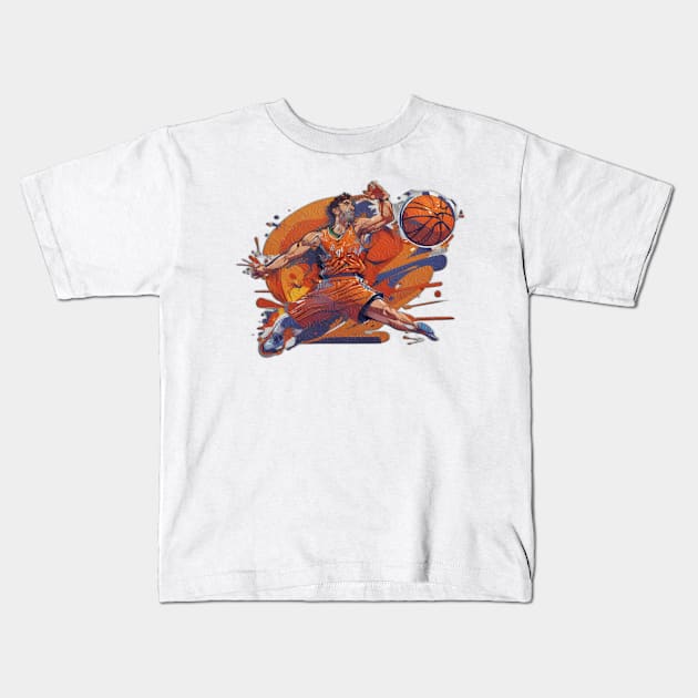 Basketball player shooting Kids T-Shirt by HANART